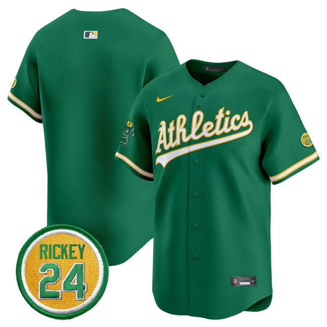 Oakland Athletics Blank Green 2024 Limited With Rickey Henderson Patch Stitched Jersey Oakland Athletics Blank Green 2024 Limited With Rickey Henderson Patch Stitched Jersey