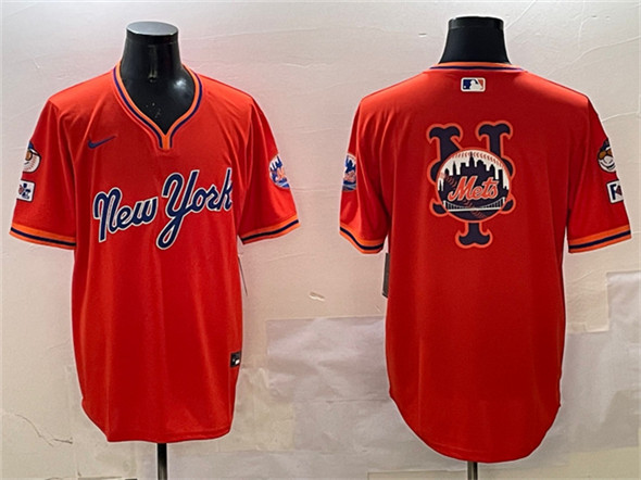 New York Mets Team Big Logo Orange 2025 Spring Training Stitched Baseball Jersey New York Mets Team Big Logo Orange 2025 Spring Training Stitched Baseball Jersey