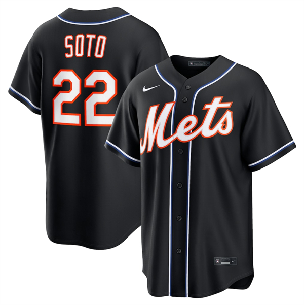New York Mets #22 Juan Soto 2026 Black Out Stitched Baseball Jersey New York Mets #22 Juan Soto 2026 Black Out Stitched Baseball Jersey