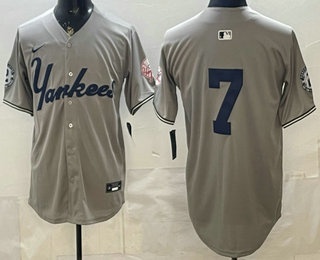 New York Yankees #7 Mickey Mantle Grey Without Name Limited Jersey New York Yankees #7 Mickey Mantle Grey Without Name Limited Jersey