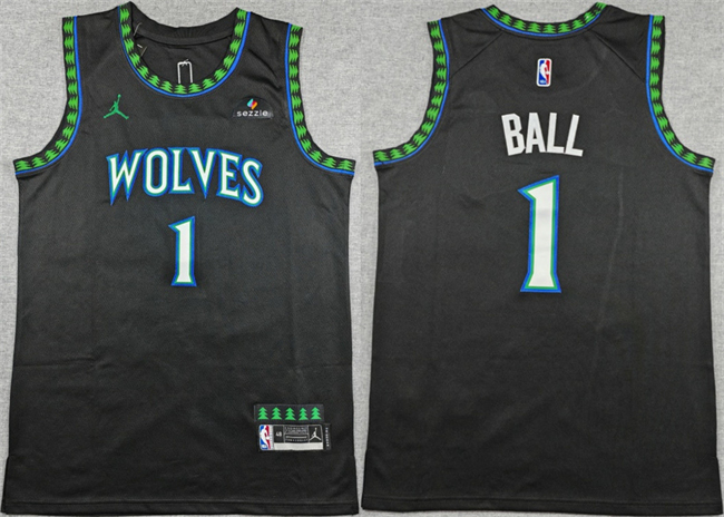 Minnesota Timberwolves #1 LaMelo Ball Black 2026 Statement Edition Stitched Basketball Jersey Minnesota Timberwolves #1 LaMelo Ball Black 2026 Statement Edition Stitched Basketball Jersey