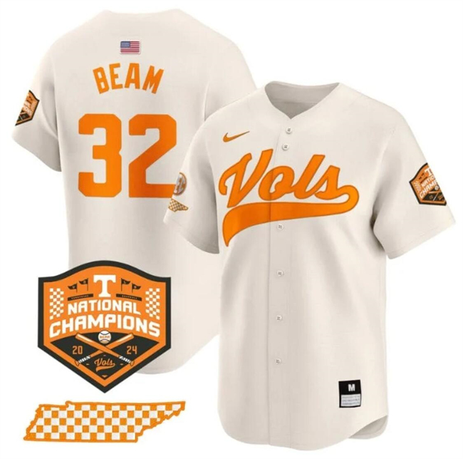 Tennessee Volunteers #32 Drew Beam Cream 2024 Champions Stitched Jersey Tennessee Volunteers #32 Drew Beam Cream 2024 Champions Stitched Jersey