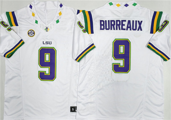 Men's LSU Tigers #9 Joe Burreaux White 2026 F.U.S.E. Stitched Jersey Men's LSU Tigers #9 Joe Burreaux White 2026 F.U.S.E. Stitched Jersey