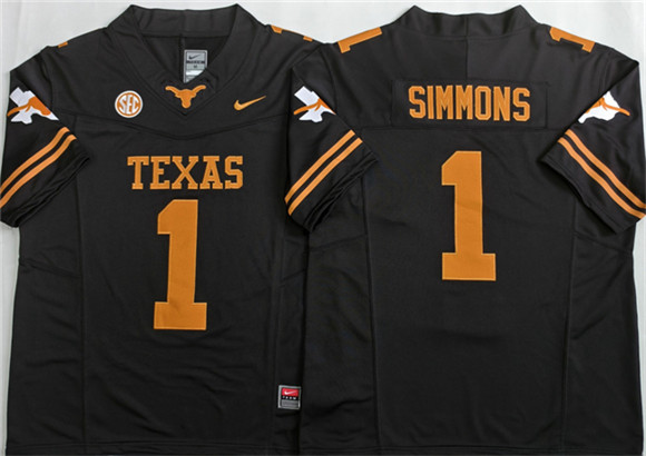 Texas Longhorns #1 Colin Simmons Black 2026 F.U.S.E. Stitched Jersey Texas Longhorns #1 Colin Simmons Black 2026 F.U.S.E. Stitched Jersey