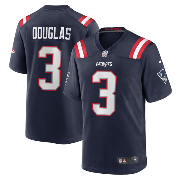 New England Patriots #3 Demario Douglas Navy 2025 Football Stitched Game Jersey New England Patriots #3 Demario Douglas Navy 2025 Football Stitched Game Jersey