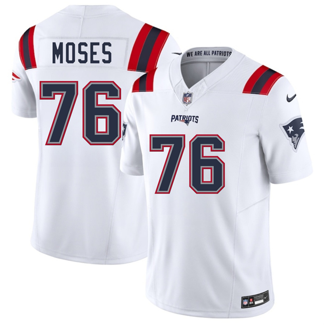 New England Patriots #76 Morgan Moses White 2025 F.U.S.E. Vapor Limited Football Stitched Jersey New England Patriots #76 Morgan Moses White 2025 F.U.S.E. Vapor Limited Football Stitched Jersey