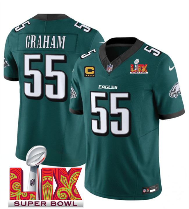 Philadelphia Eagles #55 Brandon Graham Green 2025 Super Bowl LIX Patch And 4-Star C Gold Patch New F.U.S.E. Vapor Limited Football Stitched Jersey Philadelphia Eagles #55 Brandon Graham Green 2025 Super Bowl LIX Patch And 4-Star C Gold Patch New F.U.S.E. Vapor Limited Football Stitched Jersey
