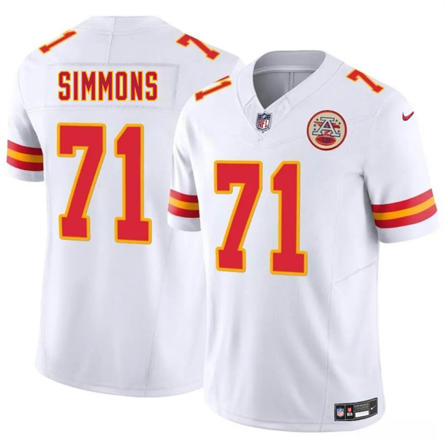 Kansas City Chiefs #71 Josh Simmons White 2025 Draft F.U.S.E. Vapor Untouchable Limited Football Stitched Jersey Kansas City Chiefs #71 Josh Simmons White 2025 Draft F.U.S.E. Vapor Untouchable Limited Football Stitched Jersey