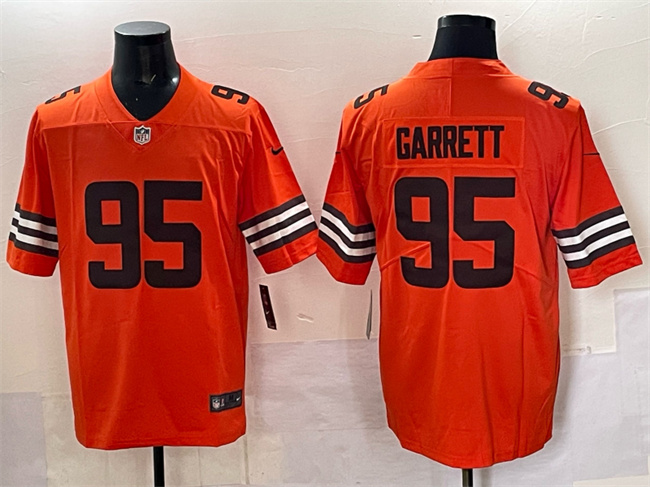 Cleveland Browns #95 Myles Garrett Orange Vapor Limited Football Stitched Jersey Cleveland Browns #95 Myles Garrett Orange Vapor Limited Football Stitched Jersey