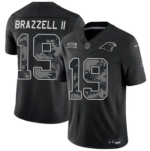 Carolina Panthers #19 Chris Brazzell II Black F.U.S.E. 2026 Salute to Service Limited Football Stitched Jersey Carolina Panthers #19 Chris Brazzell II Black F.U.S.E. 2026 Salute to Service Limited Football Stitched Jersey