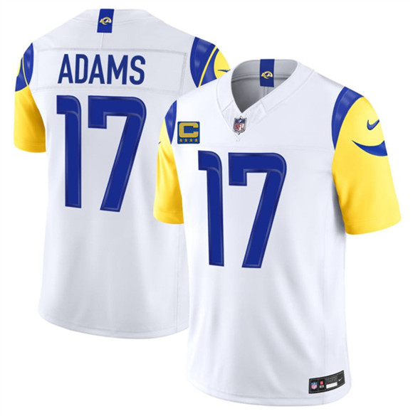 Los Angeles Rams #17 Davante Adams White 2026 F.U.S.E. 4-Star C Patch Vapor Limited Football Stitched Jersey Los Angeles Rams #17 Davante Adams White 2026 F.U.S.E. 4-Star C Patch Vapor Limited Football Stitched Jersey