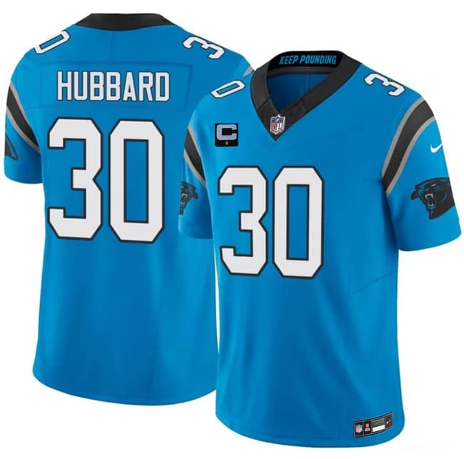Carolina Panthers #30 Chuba Hubbard Blue 2026 F.U.S.E. 1-Star C Patch Vapor Limited Football Stitched Jersey Carolina Panthers #30 Chuba Hubbard Blue 2026 F.U.S.E. 1-Star C Patch Vapor Limited Football Stitched Jersey