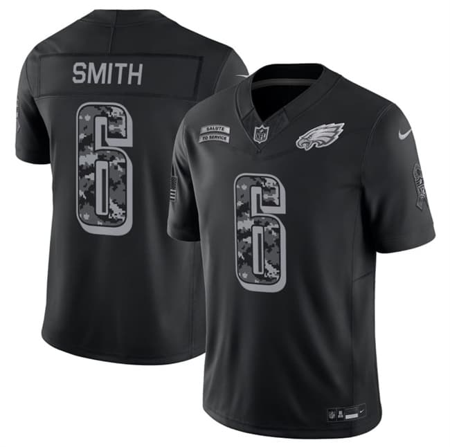 Philadelphia Eagles #6 DeVonta Smith Black F.U.S.E. 2026 Salute to Service Limited Football Stitched Jersey Philadelphia Eagles #6 DeVonta Smith Black F.U.S.E. 2026 Salute to Service Limited Football Stitched Jersey