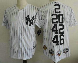 New York Yankees 2 20 42 46 White Home Cool Base Cooperstown Collection Commemorative Jersey with 5 World Series Champions Patches New York Yankees 2 20 42 46 White Home Cool Base Cooperstown Collection Commemorative Jersey with 5 World Series Champions Patches