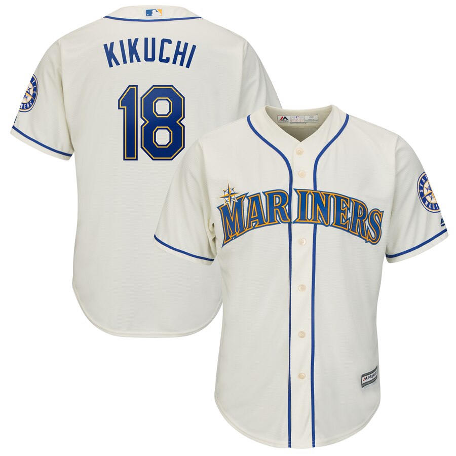Seattle Mariners 18 Yusei Kikuchi Cream Cool Base Jersey Seattle Mariners 18 Yusei Kikuchi Cream Cool Base Jersey