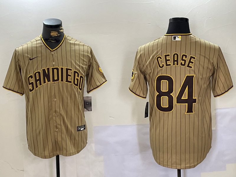 San Diego Padres #84 Dylan Cease Khaki Team Logo Stitched Cool Base Nike Jersey San Diego Padres #84 Dylan Cease Khaki Team Logo Stitched Cool Base Nike Jersey