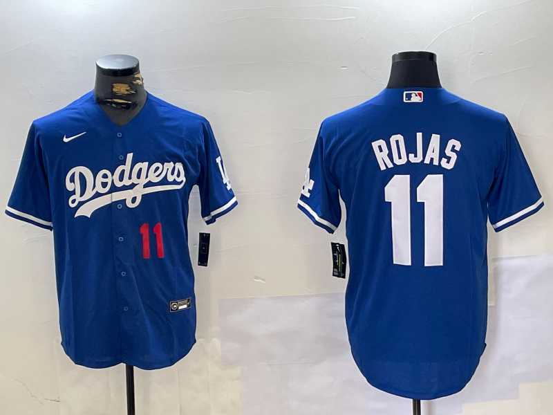Los Angeles Dodgers #11 Miguel Rojas Number Blue Cool Base Stitched Jersey