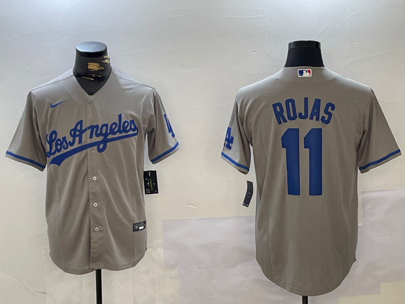 Los Angeles Dodgers #11 Miguel Rojas Grey With los Cool Base Stitched Jersey
