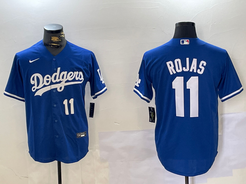 Los Angeles Dodgers #11 Miguel Rojas Number Blue Cool Base Stitched Jerseys