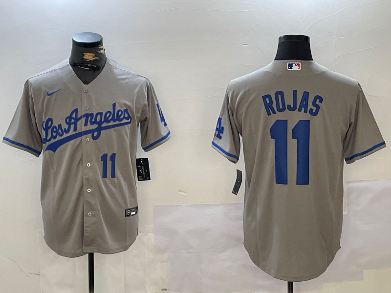 Los Angeles Dodgers #11 Miguel Rojas Number Grey With los Cool Base Stitched Jerseys