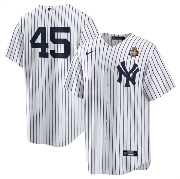 New York Yankees #45 Gerrit Cole White 2024 World Series Cool Base Stitched Baseball Jersey