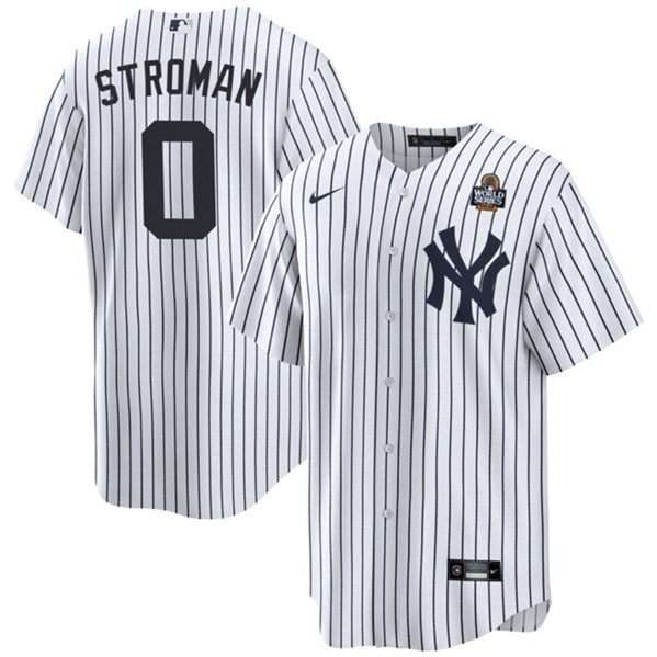New York Yankees #0 Marcus Stroman White 2024 World Series With Name Cool Base Stitched Baseball Jersey