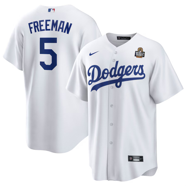 Los Angeles Dodgers #5 Freddie Freeman White 2024 World Series Cool Base Stitched Baseball Jersey