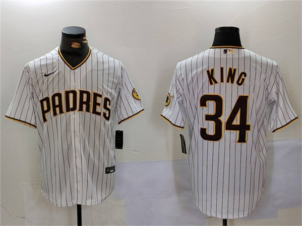 San Diego Padres #34 Michael King White Cool Base Stitched Baseball Jersey San Diego Padres #34 Michael King White Cool Base Stitched Baseball Jersey