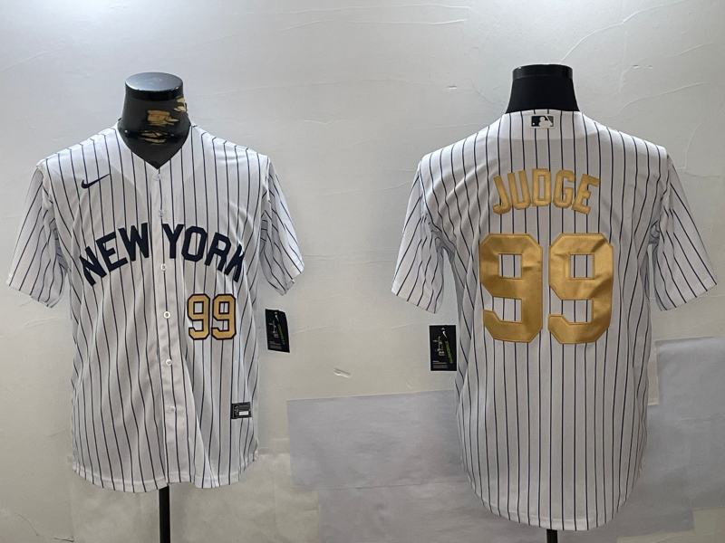 New York Yankees #99 Aaron Judge White Pinstripe Fashion Cool Base Jerseys