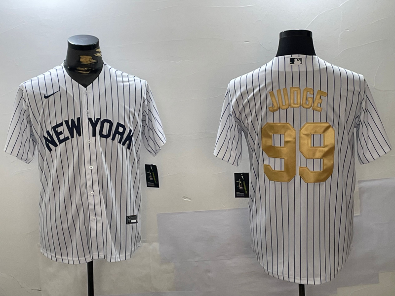 New York Yankees #99 Aaron Judge White Pinstripe Fashion Cool Base Jersey