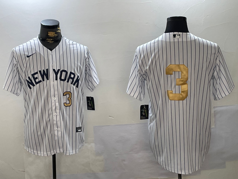 New York Yankees #3 Babe Ruth White Pinstripe Without Name Fashion Cool Base Jerseys