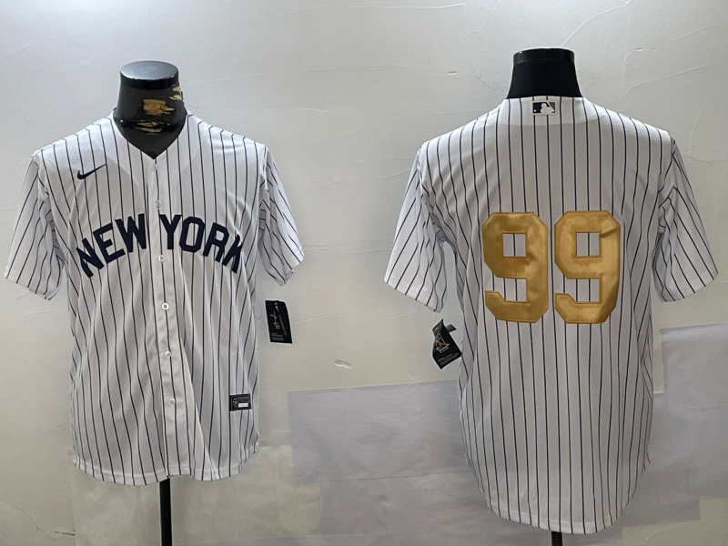 New York Yankees #99 Aaron Judge White Pinstripe Without Name Fashion Cool Base Jersey New York Yankees #99 Aaron Judge White Pinstripe Without Name Fashion Cool Base Jersey