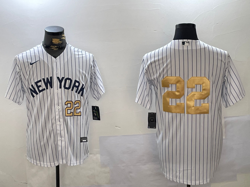 New York Yankees #22 Juan Soto White Pinstripe Without Name Fashion Cool Base Jerseys