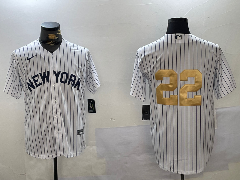 New York Yankees #22 Juan Soto White Pinstripe Without Name Fashion Cool Base Jersey