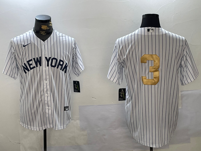 New York Yankees #3 Babe Ruth White Pinstripe Without Name Fashion Cool Base Jersey