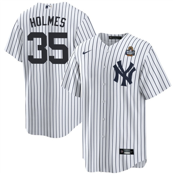 New York Yankees #35 Clay Holmes White 2024 World Series Cool Base Stitched Baseball Jersey