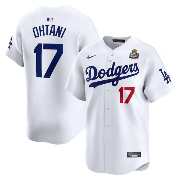 Los Angeles Dodgers #17 Shohei Ohtani White 2024 World Series Home Limited Cool Base Stitched Baseball Jersey Los Angeles Dodgers #17 Shohei Ohtani White 2024 World Series Home Limited Cool Base Stitched Baseball Jersey
