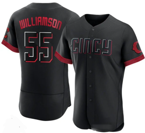 Cincinnati Reds #55 Brandon Williamson Black 2023 City Connect Cool Base Stitched Jersey Cincinnati Reds #55 Brandon Williamson Black 2023 City Connect Cool Base Stitched Jersey
