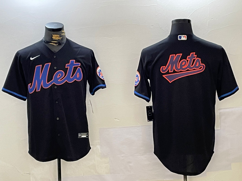 New York Mets Team Big Logo Graphite 2024 City Connect Limited Stitched Baseball Jerseys