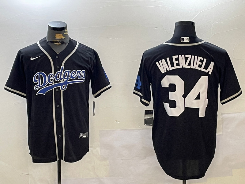 Los Angeles Dodgers #34 Fernando Valenzuela Black Authentic Collection Stitched MLB Jerseys Los Angeles Dodgers #34 Fernando Valenzuela Black Authentic Collection Stitched MLB Jerseys