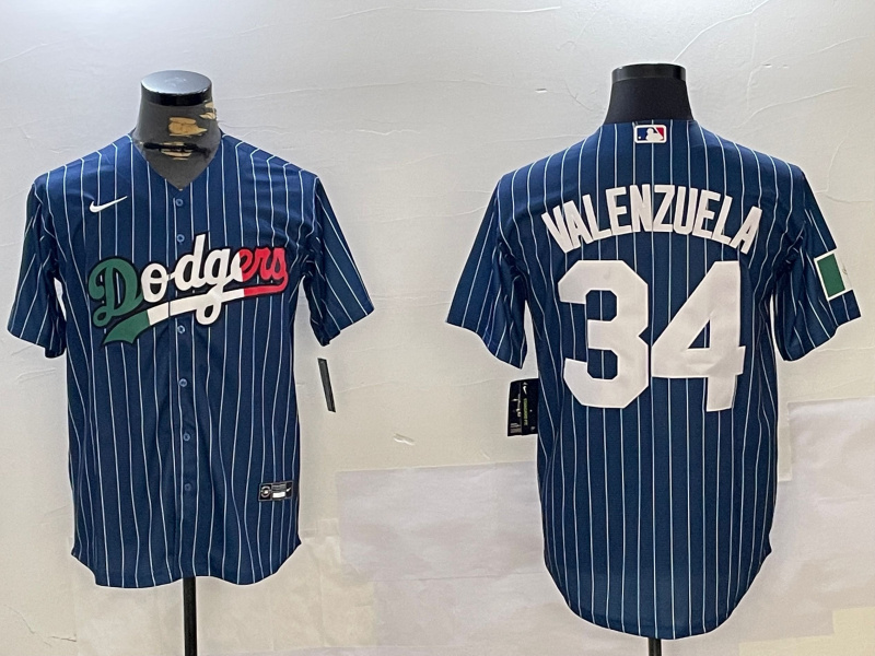 Los Angeles Dodgers #34 Fernando Valenzuela blue Authentic Collection Stitched MLB Jersey