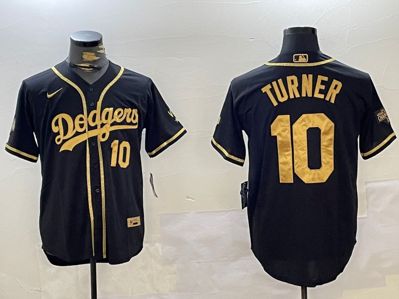 Los Angeles Dodgers #10 Justin Turner Black Cool Base Stitched MLB Jersey