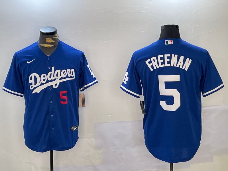 Los Angeles Dodgers #5 Freddie Freeman Number Blue Cool Base Jersey