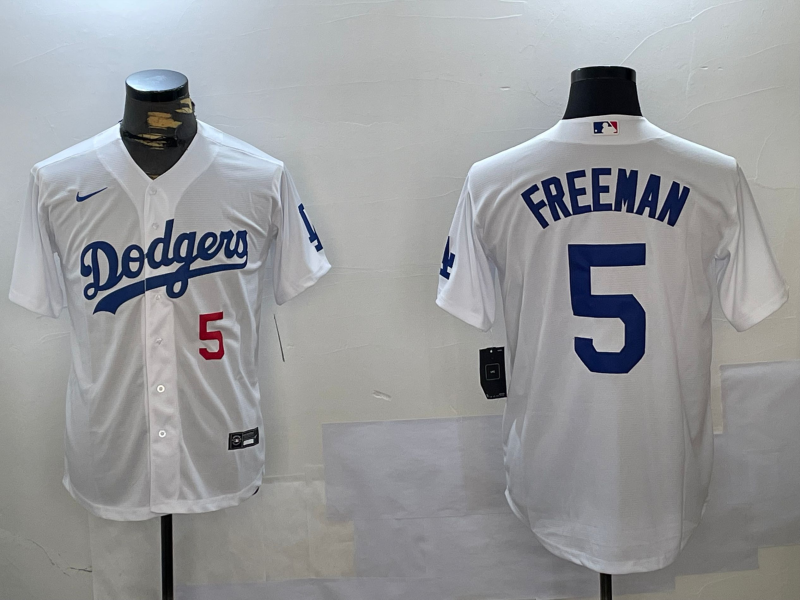 Los Angeles Dodgers #5 Freddie Freeman Number White Cool Base Jersey