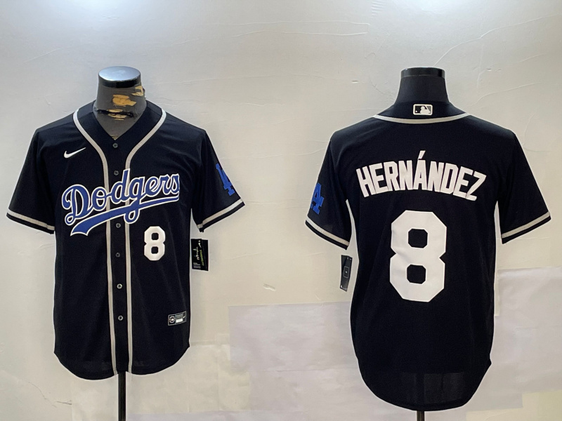 Los Angeles Dodgers #8 Enrique Hern??ndez Black Cool Base Stitched Baseball Jersey