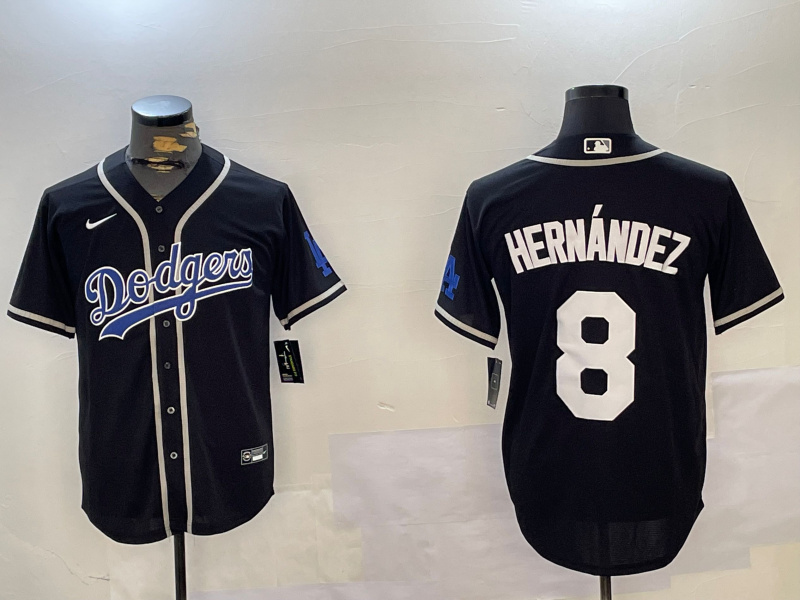 Los Angeles Dodgers #8 Enrique Hernandez Black Cool Base Stitched Baseball Jersey