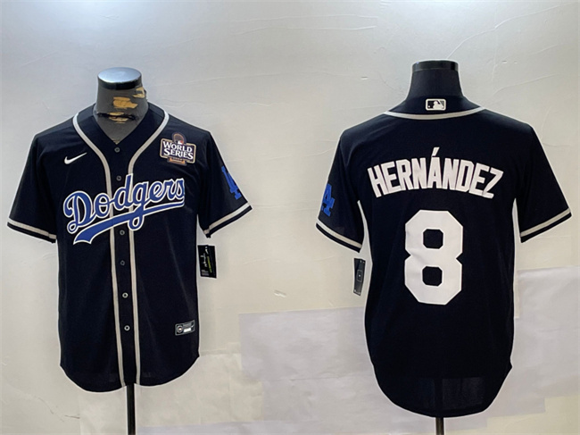 Los Angeles Dodgers #8 Enrique Hern??ndez Black 2024 World Series Cool Base Stitched Baseball Jersey