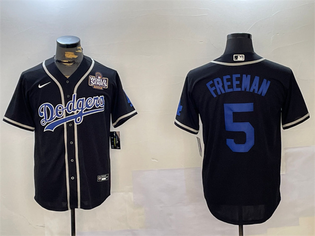Los Angeles Dodgers #5 Freddie Freeman Black 2024 World Series Cool Base Stitched Baseball Jerseys