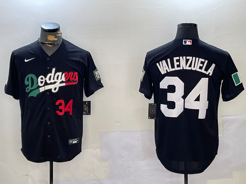 Los Angeles Dodgers #34 Toro Valenzuela Black Mexico 2024 World Series Cool Base Stitched Baseball Jersey