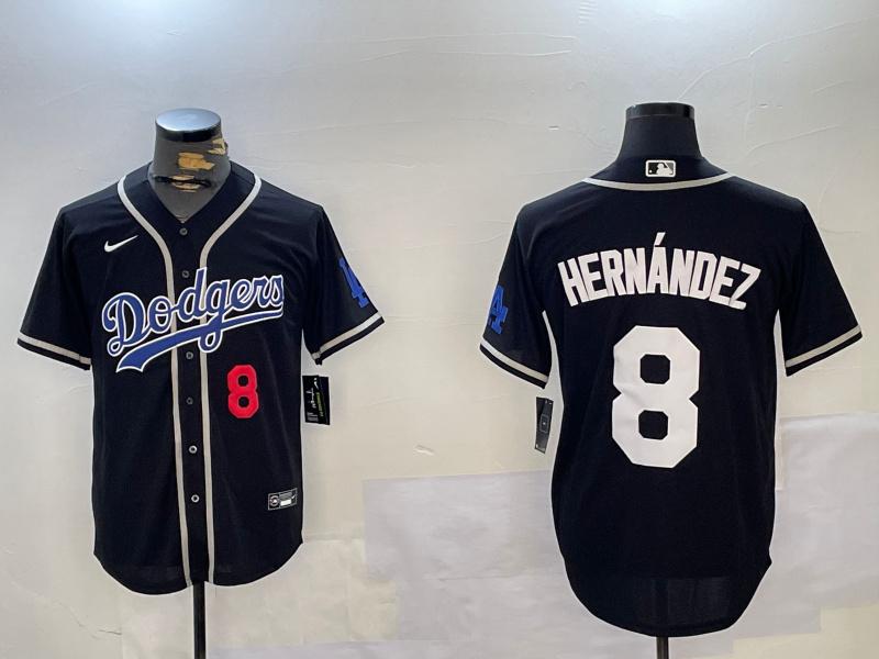 Los Angeles Dodgers #8 Enrique Hern??ndez Black Cool Base Stitched Baseball Jerseys